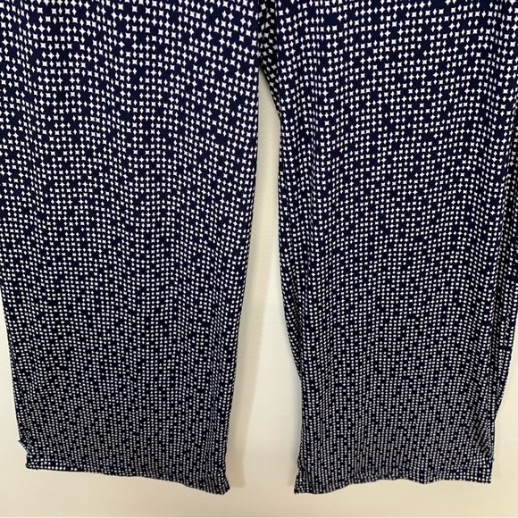 Chico 2 Pants Large Easywear Wide Leg  Pull On Navy White Abstract Boho Travel - Picture 3 of 10